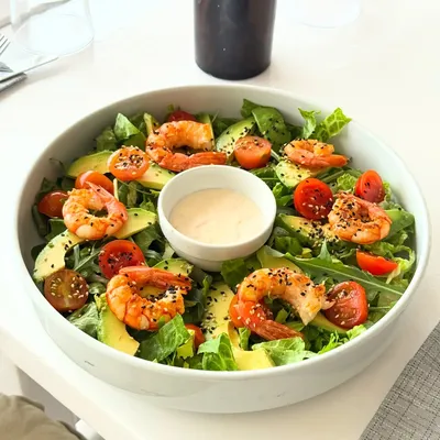 Fresh shrimp salad with avocado